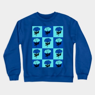 Blue Rose Flower Pattern Crewneck Sweatshirt